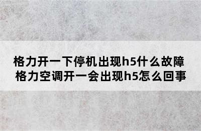 格力开一下停机出现h5什么故障 格力空调开一会出现h5怎么回事